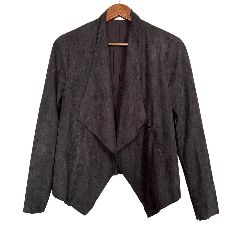 Victoria + Sophia Women’s Sz S Open Draped Front Faux Suede Lined Jacket